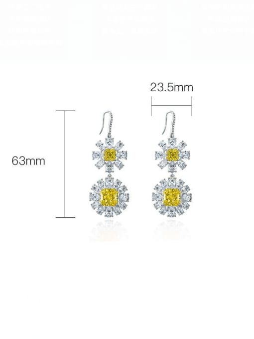 Yellow [E 0623] 925 Sterling Silver High Carbon Diamond Geometric Luxury Hook Earring